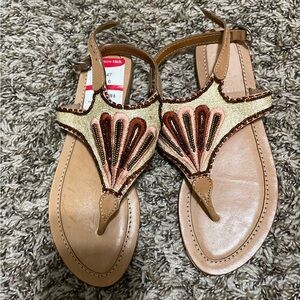 Women's Brown and Beige Sandals